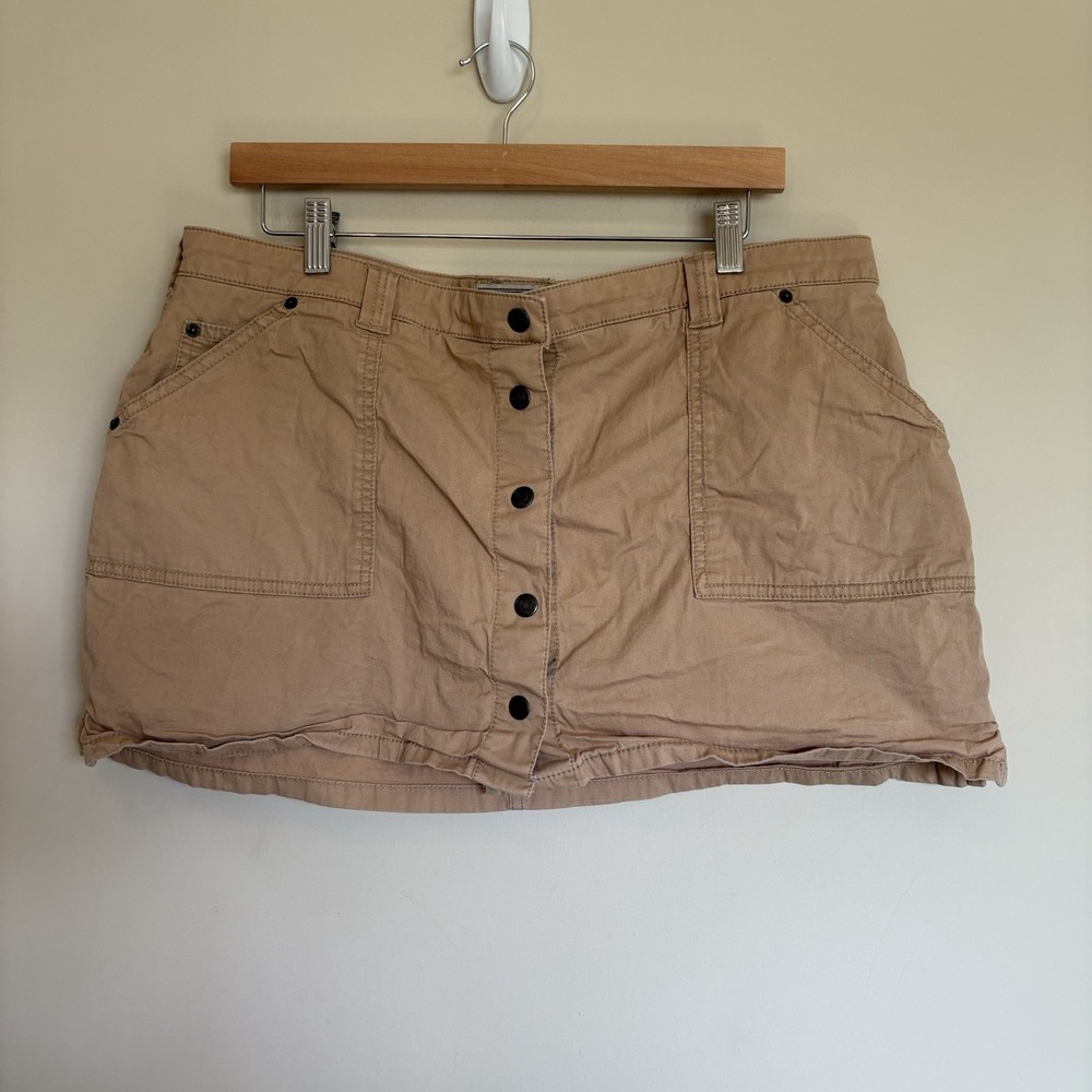 VINTAGE Abercrombie Fitch Skirt Womens L Brown Mini Utility Pocket Tactical‎ Y2K